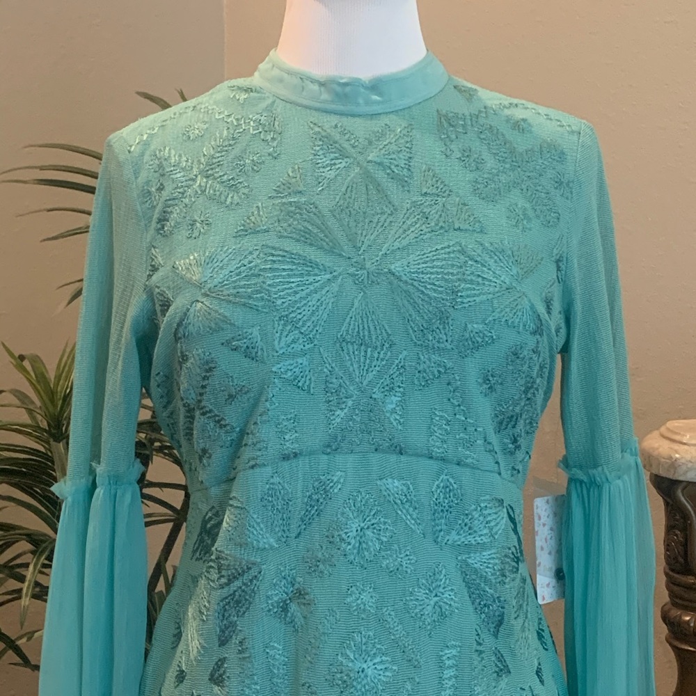 NWT $300 Free People Cleo Mini Dress Canton Size 10 Green Cocktail Open Back - Picture 7 of 16
